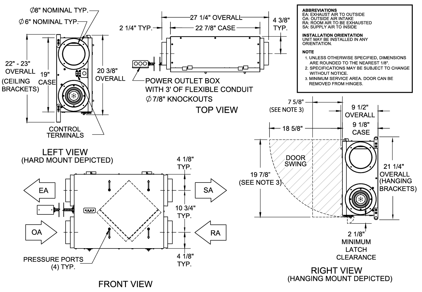 Dimensional Drawing for the TRLPe100 Model