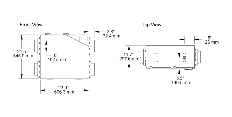 Dimensional Drawing for the HR160H model