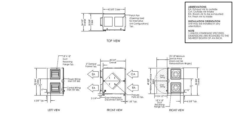 Dimensional drawing for the TRCe1200 model.